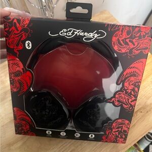 Ed Hardy Red and Black Bluetooth Headphones